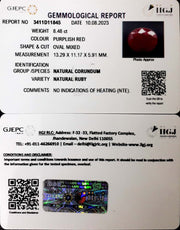 8.48/CT Natural Neo Burma Ruby with Govt. Lab Certificate (4551)